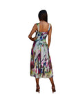 IRIS 822 Sleeveless Tea Length Fit N Flare Paneled Dress