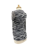 Zebra Stretchy  Printed 3/4 Sleeves Crossover Top