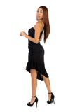 MAXIMA Sheath Fitted Dress with  Side Ruching, and Slanted Ruffled Hemline