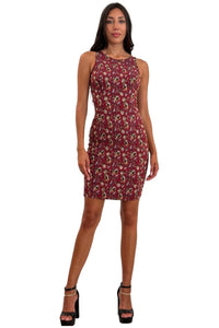 AMARA Textured Floral Fitted Sleeveless Sheath Dress