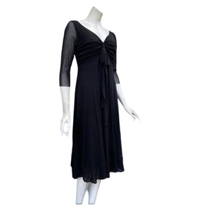 MAXIMA  Fit in 3/4 Sleeves Flare Tea Length Dress Black