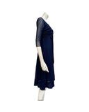 MAXIMA  Fit in 3/4 Sleeves Flare Tea Length Dress Navy