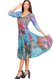 FANTASIA Fit and Flare 3/4 Sleeves Paneled Print Dress .