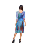 FANTASIA Fit and Flare 3/4 Sleeves Paneled Print Dress .