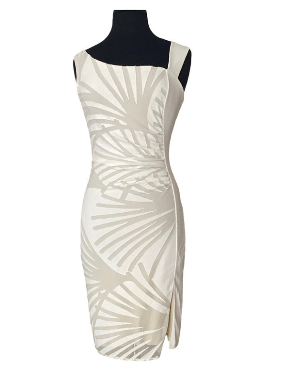 IVY Off White Asymmetrical Neckline Dress With Side Slits