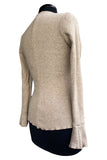 COURTNEY Lettuce Trim Neck & Bell Sleeves Ribbed Sweater