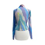 AQUARELLE Sheer Long Sleeve Print Bolero Cover-up