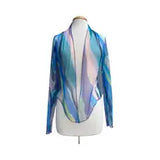 AQUARELLE Sheer Long Sleeve Print Bolero Cover-up