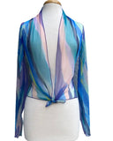 AQUARELLE Sheer Long Sleeve Print Bolero Cover-up