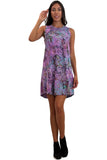 CECILE Batik Jersey Sleeveless A-Line Short Dress