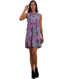 CECILE Batik Jersey Sleeveless A-Line Short Dress