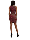 AMARA Textured Floral Fitted Sleeveless Sheath Dress