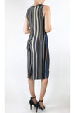 ELENORE Silky Stretchy Striped Metallic Sleeveless Dress