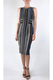 ELENORE Silky Stretchy Striped Metallic Sleeveless Dress