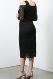 GOLDIE Cold Shoulder Lace Dress Black