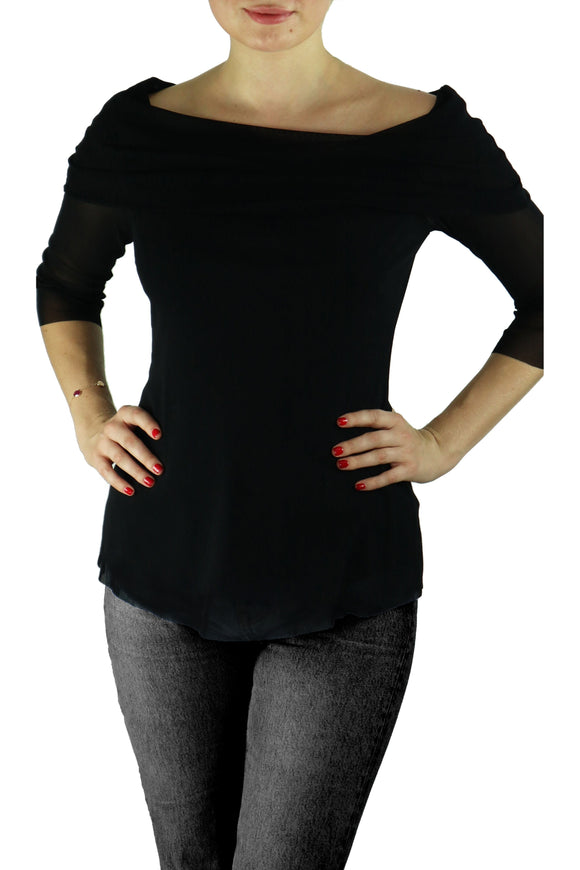 MAXIMA Draped Off-Shoulder Top Black