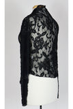 NURIELLE Embroidered Tulle Long Sleeves Sheer Bolero Black