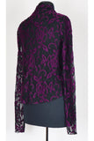 NURIELLE Embroidered Tulle Long Sleeves Sheer Bolero Magenta