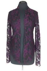 NURIELLE Embroidered Tulle Long Sleeves Sheer Bolero Magenta