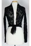 NURIELLE Embroidered Tulle Long Sleeves Sheer Bolero Black