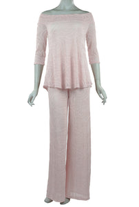 SKYLAR Textured Burnout Powder Pink Top & Pant Set