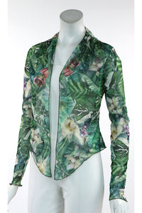 TYLER Print Sheer Long Sleeve Bolero Jacket