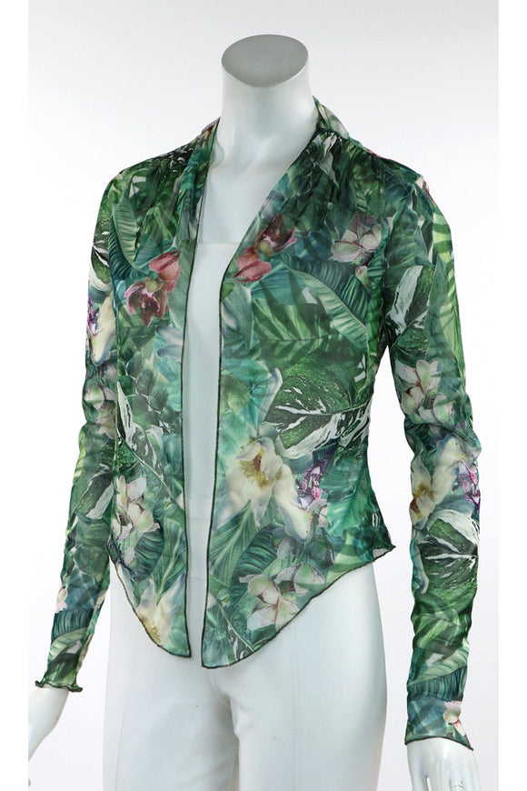 TYLER Print Sheer Long Sleeve Bolero Jacket